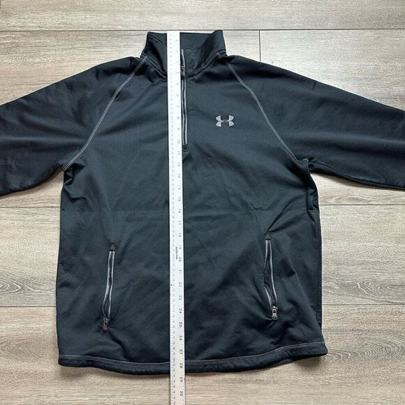 Under Armour 1/4 Zip Pullover Large Black Polyester Long Sleeve - Picture 5 of 5
